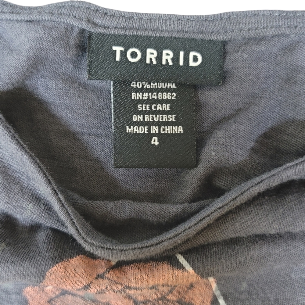Torrid Plus Size 4, Distressed Floral Hi-Lo Tank Top - Picture 3 of 6
